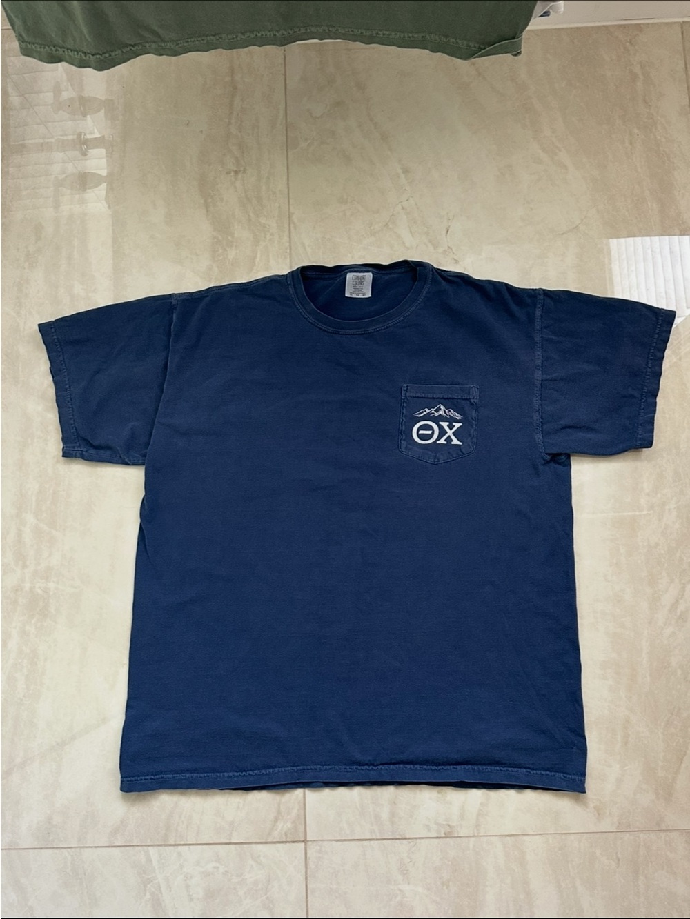 Theta Chi Men's Navy Pocket T-Shirt with Logo